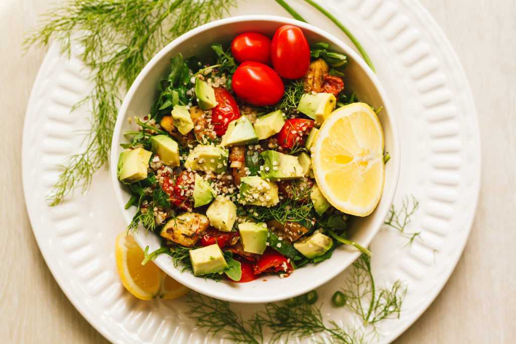 Arugula, Cherry Tomato, and Sautéed Zucchini Quinoa Salad