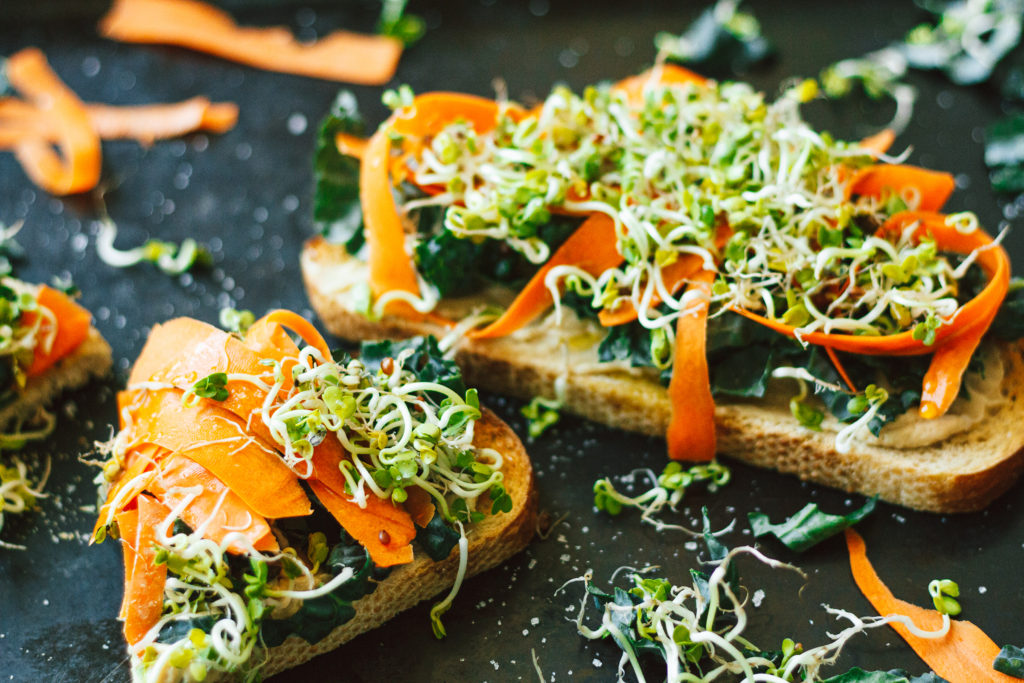 hummus sprout toast